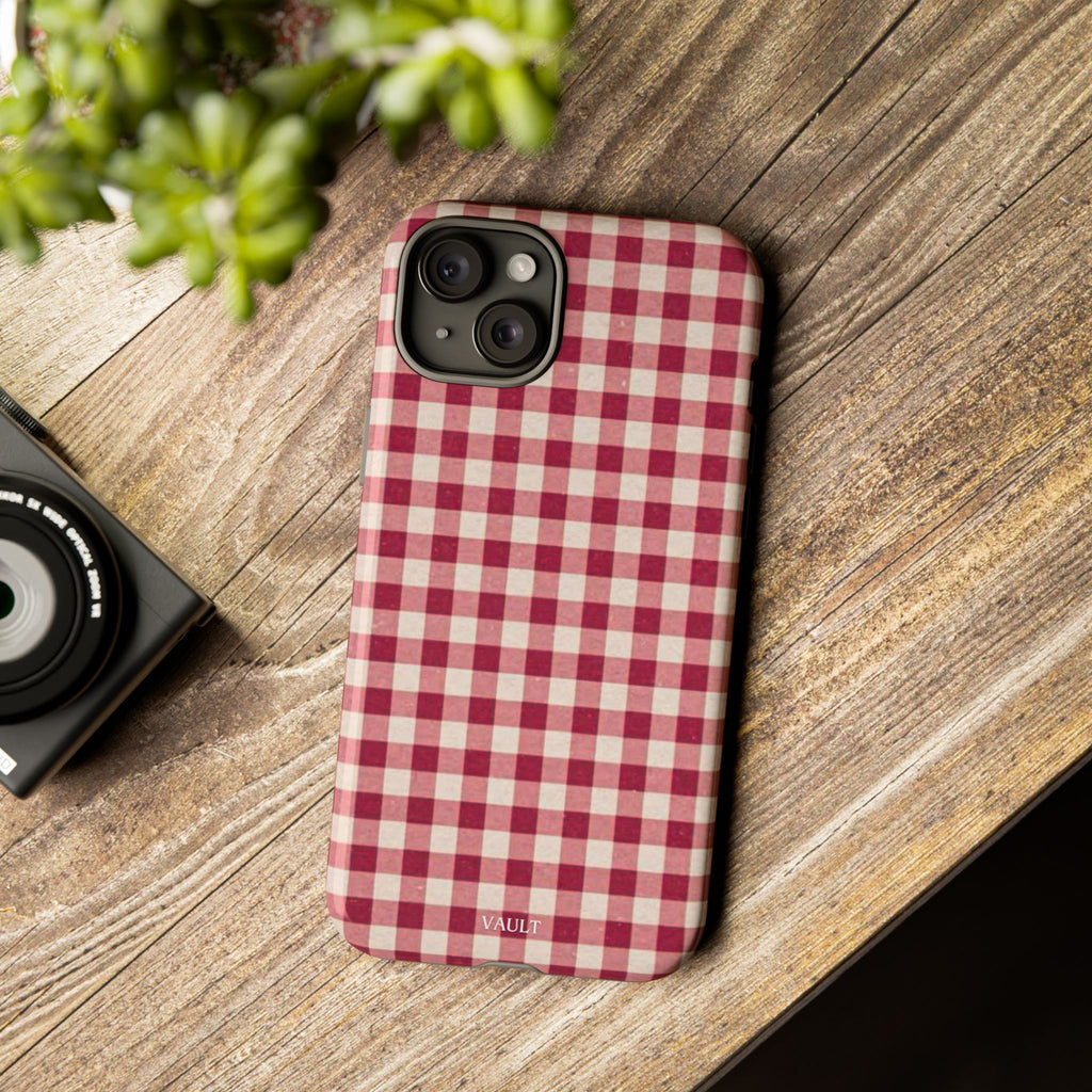 Gingham Phone Case — Red Plaid Tough Case