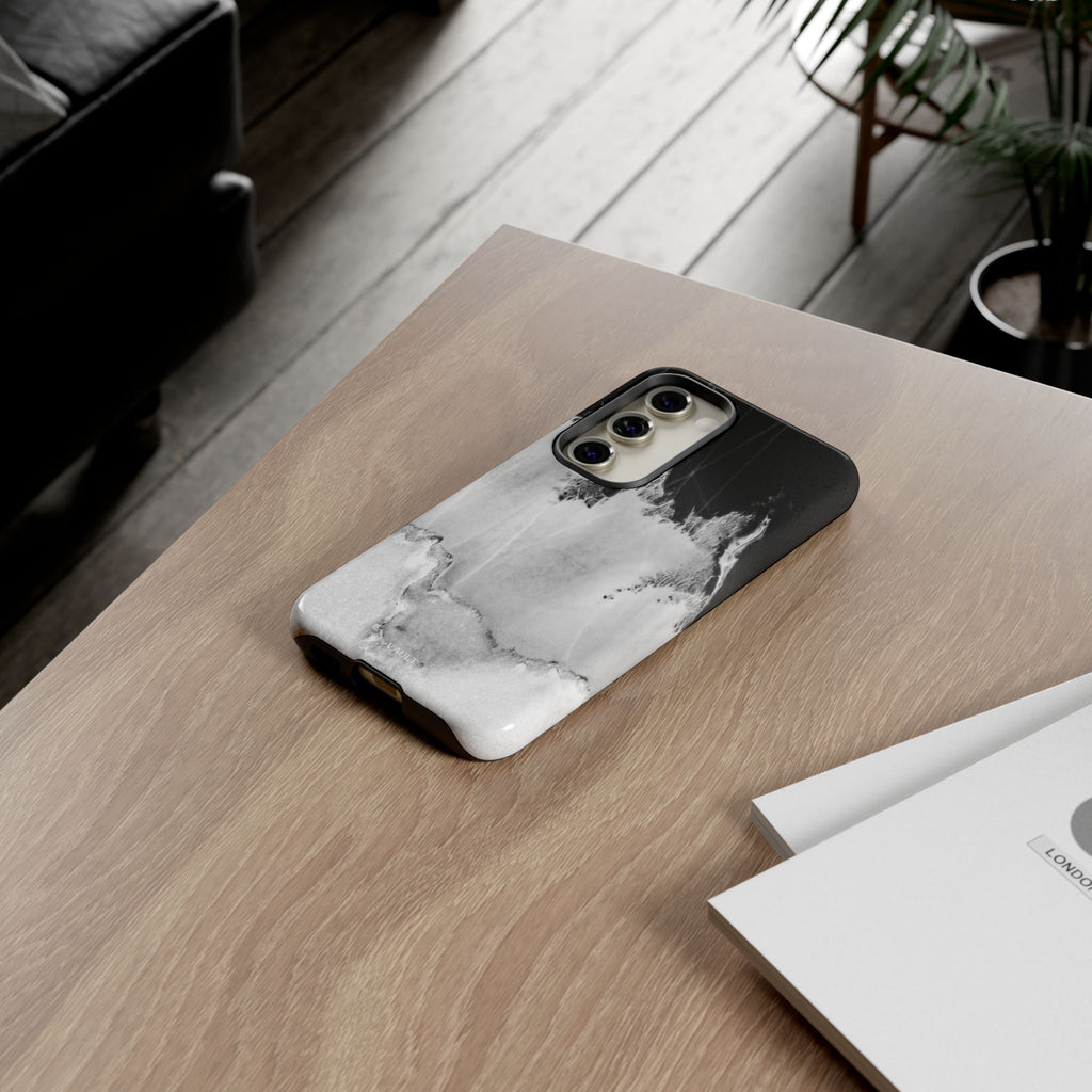 Marble Ink Tough Case — Black & White Abstract Phone Cover