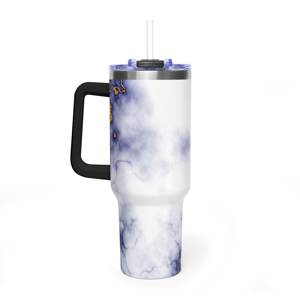 40oz Marble Thermal Tumbler - Blue & Gold Veined Vacuum Cup