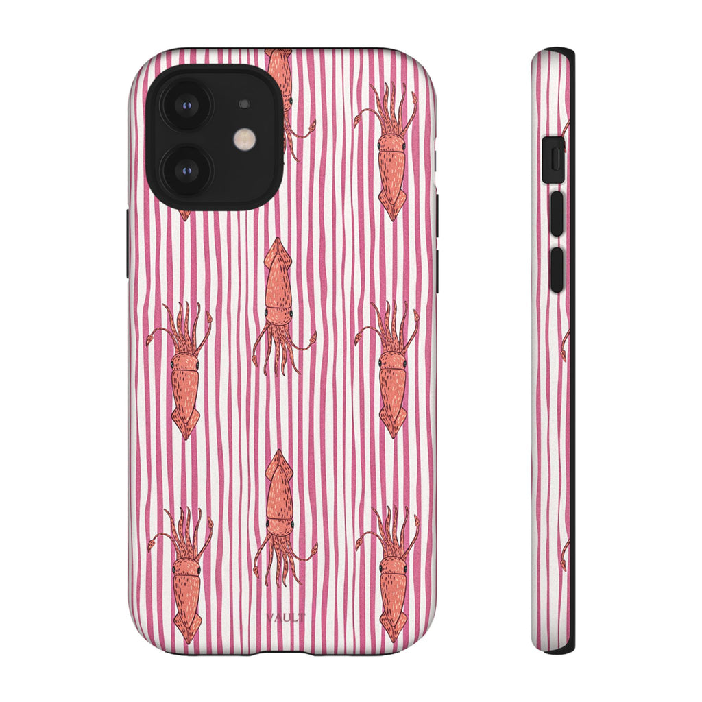 Squid Stripe Phone Case — Pink Nautical Sea Creature Pattern