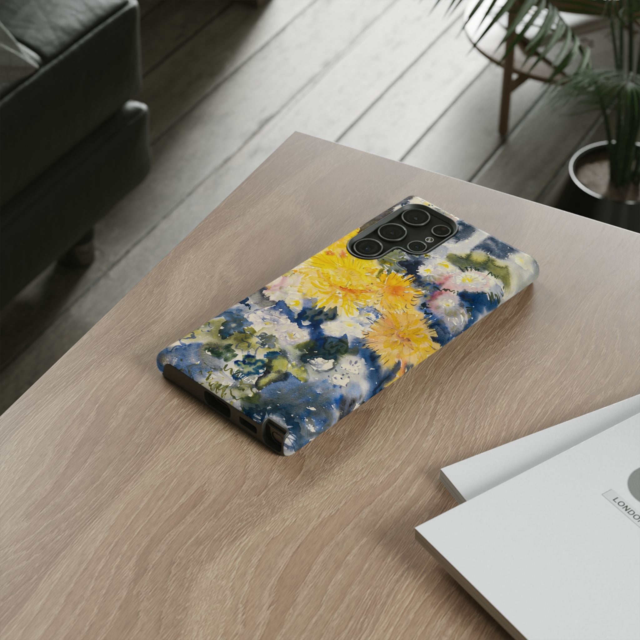 Floral Watercolor Phone Case – Yellow Chrysanthemums Design