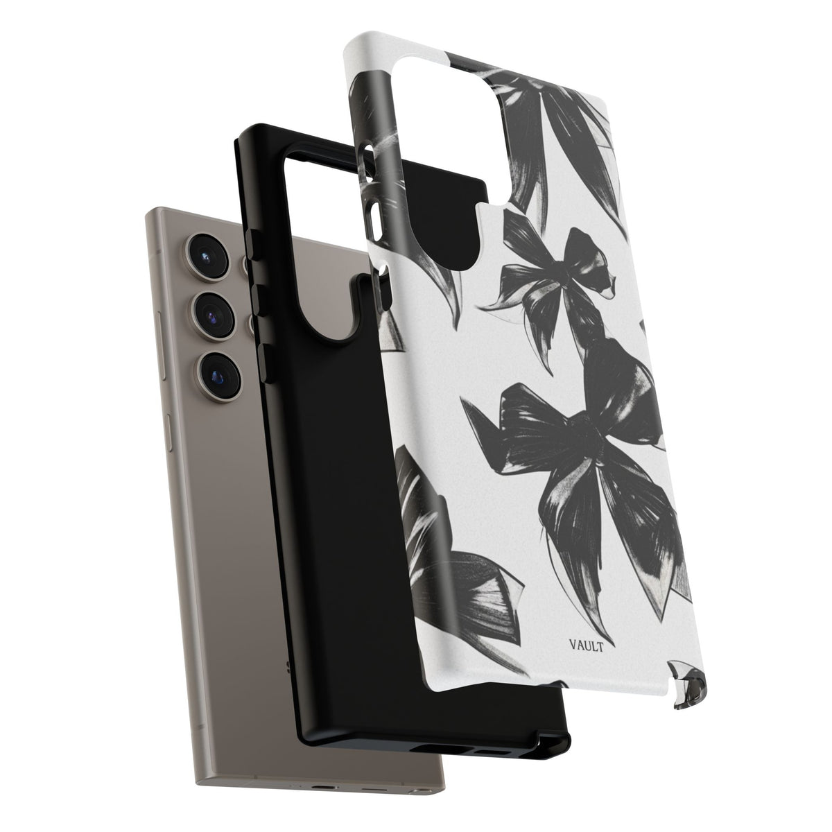 Floral Brushstroke Phone Case — Black & White Botanical Tough Case
