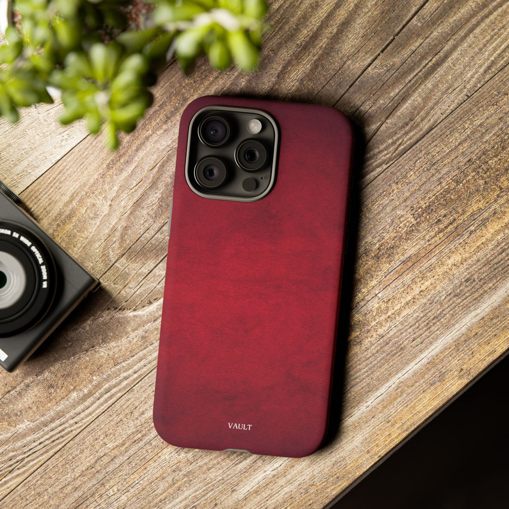 Red Leather Texture Phone Case Impact-Resistant Case