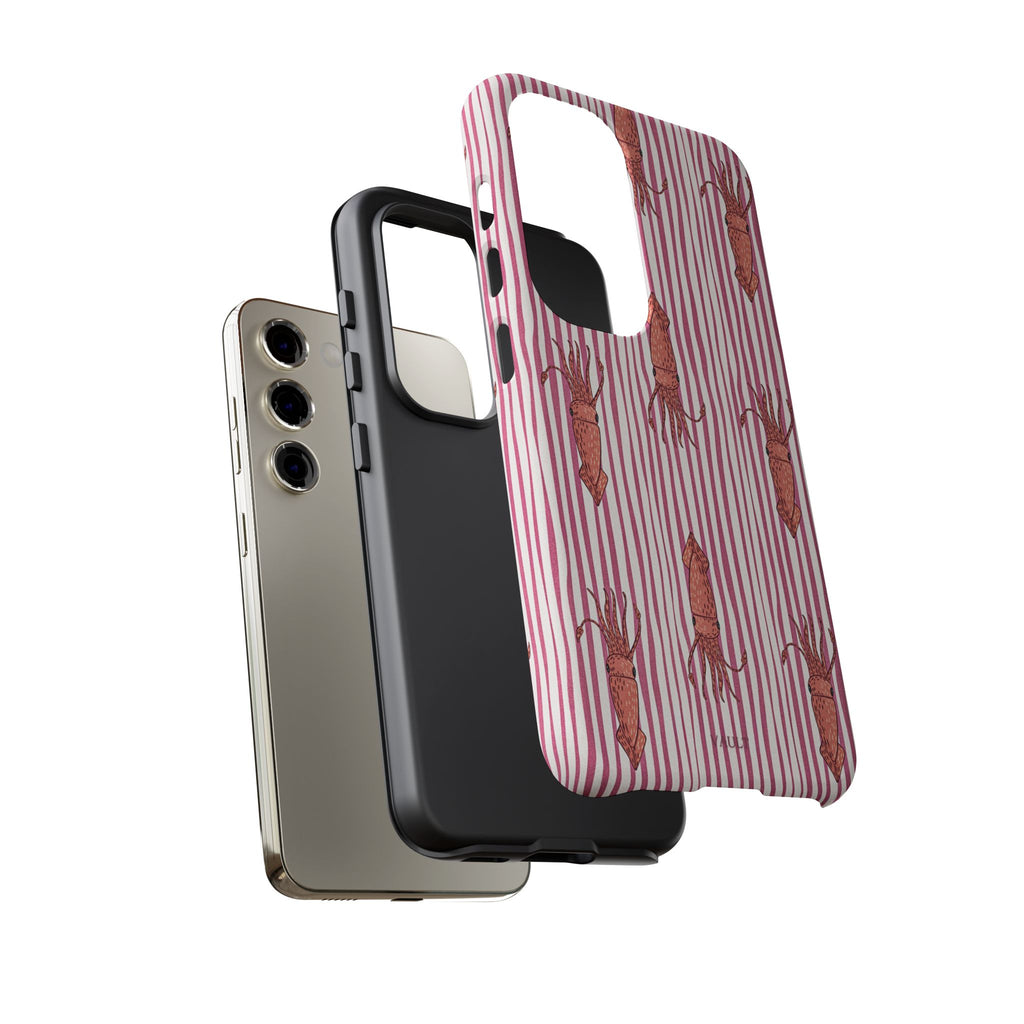 Squid Stripe Phone Case — Pink Nautical Sea Creature Pattern