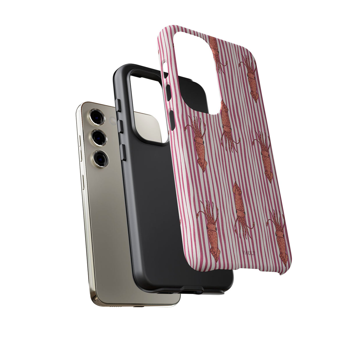 Squid Stripe Phone Case — Pink Nautical Sea Creature Pattern