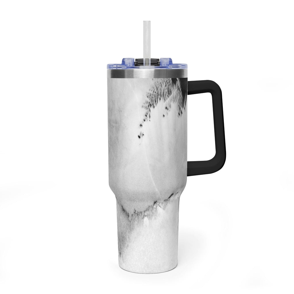 40oz Marble Vacuum Tumbler — Insulated Travel Mug with Handle