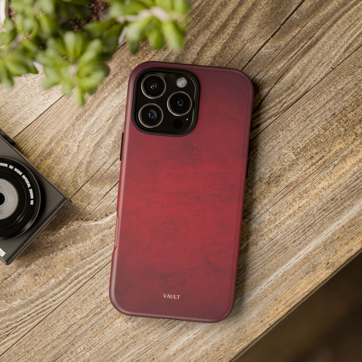 Red Leather Texture Phone Case Impact-Resistant Case