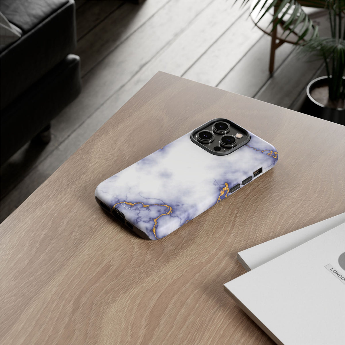 Purple Marble Tough Phone Case with Gold Veins