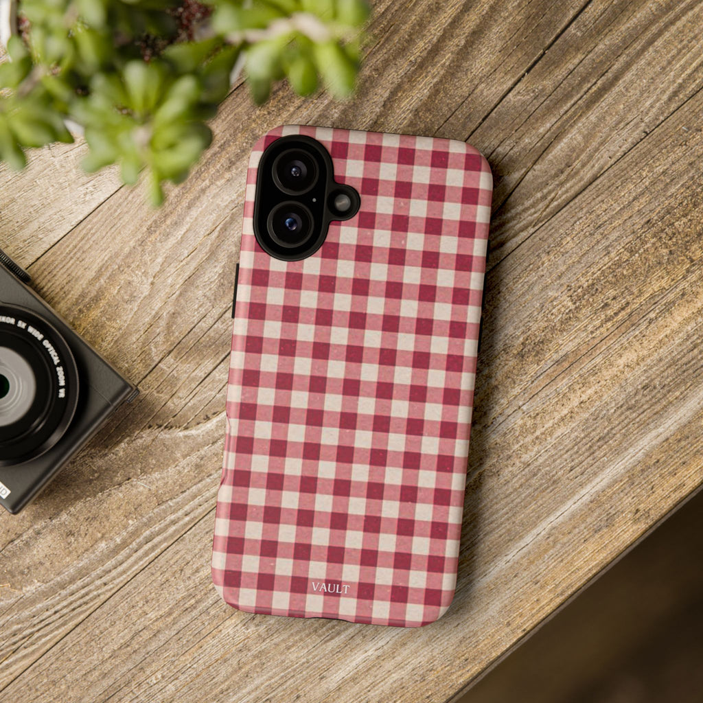 Gingham Phone Case — Red Plaid Tough Case