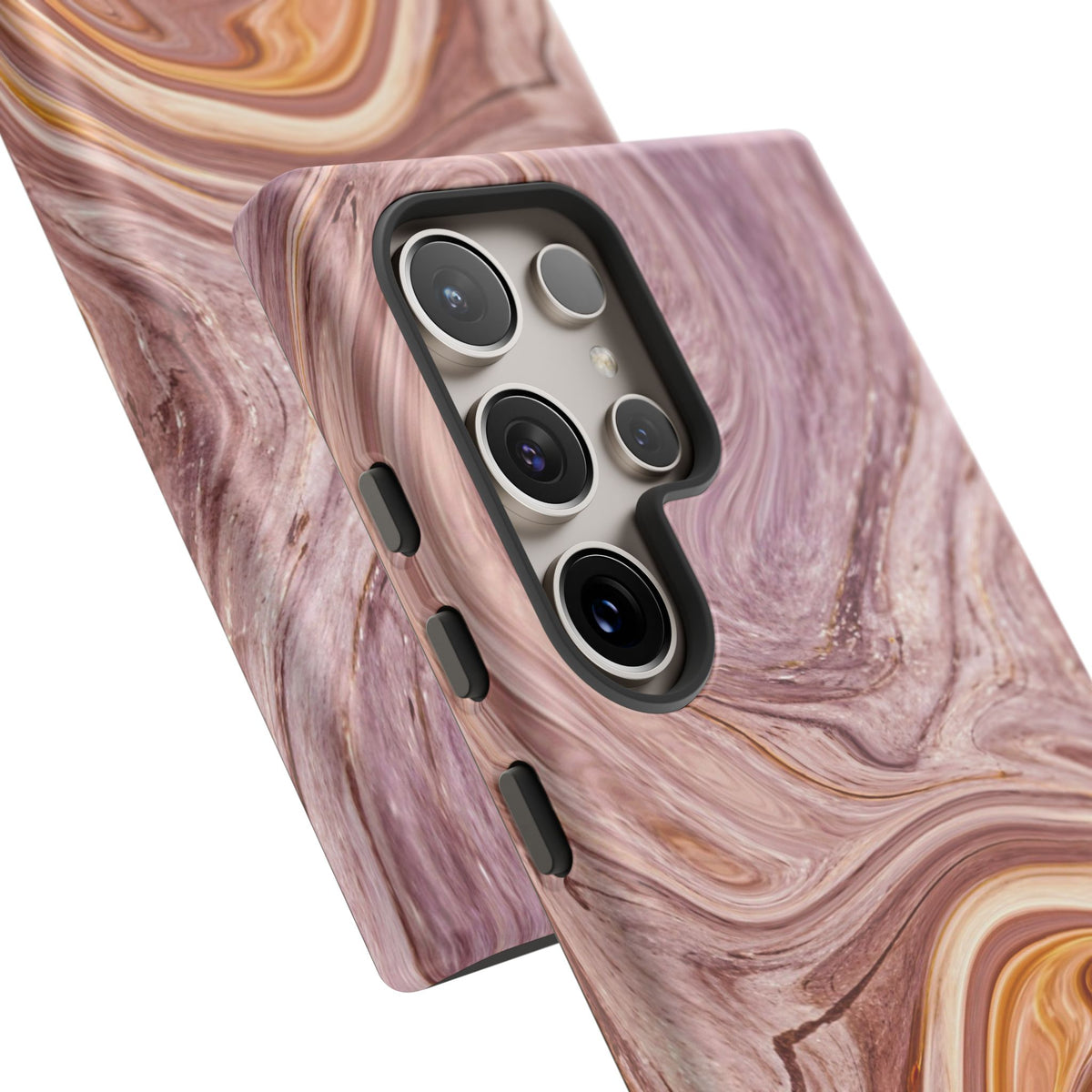 Marble Swirl Phone Case — Pink & Gold Abstract Tough Case