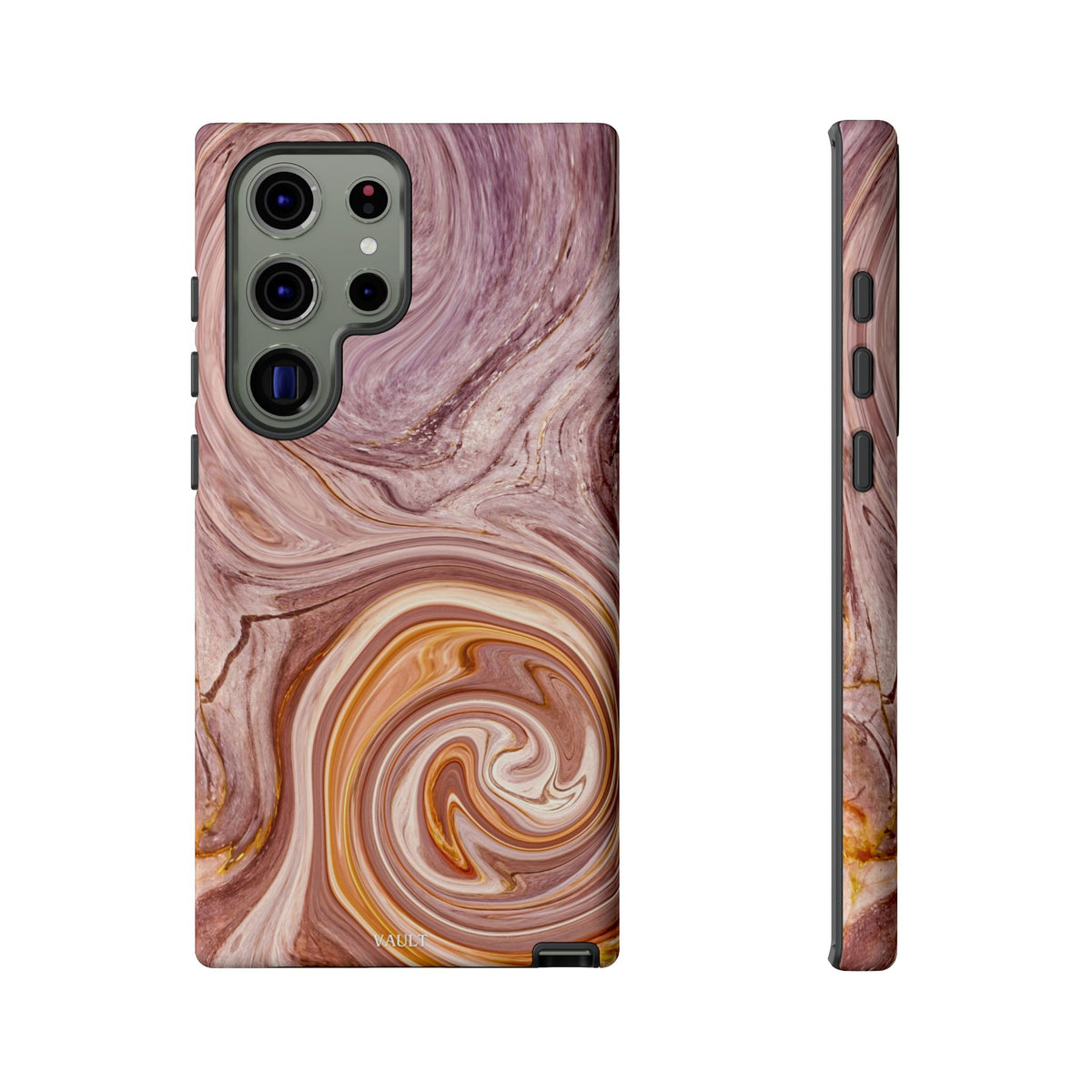 Marble Swirl Phone Case — Pink & Gold Abstract Tough Case