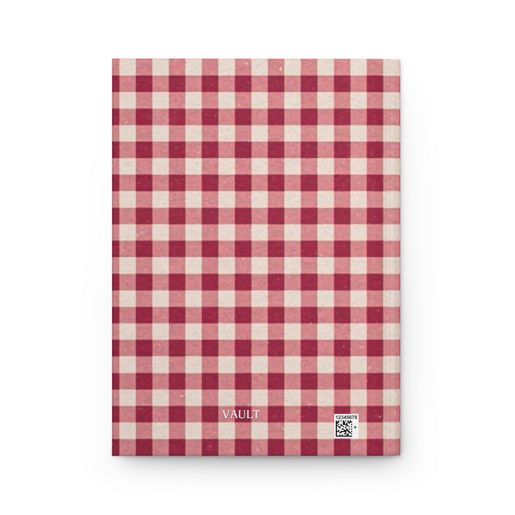 Plaid Hardcover Journal — Red Gingham Notebook for Fall, Rustic Farmhouse Writing Journal