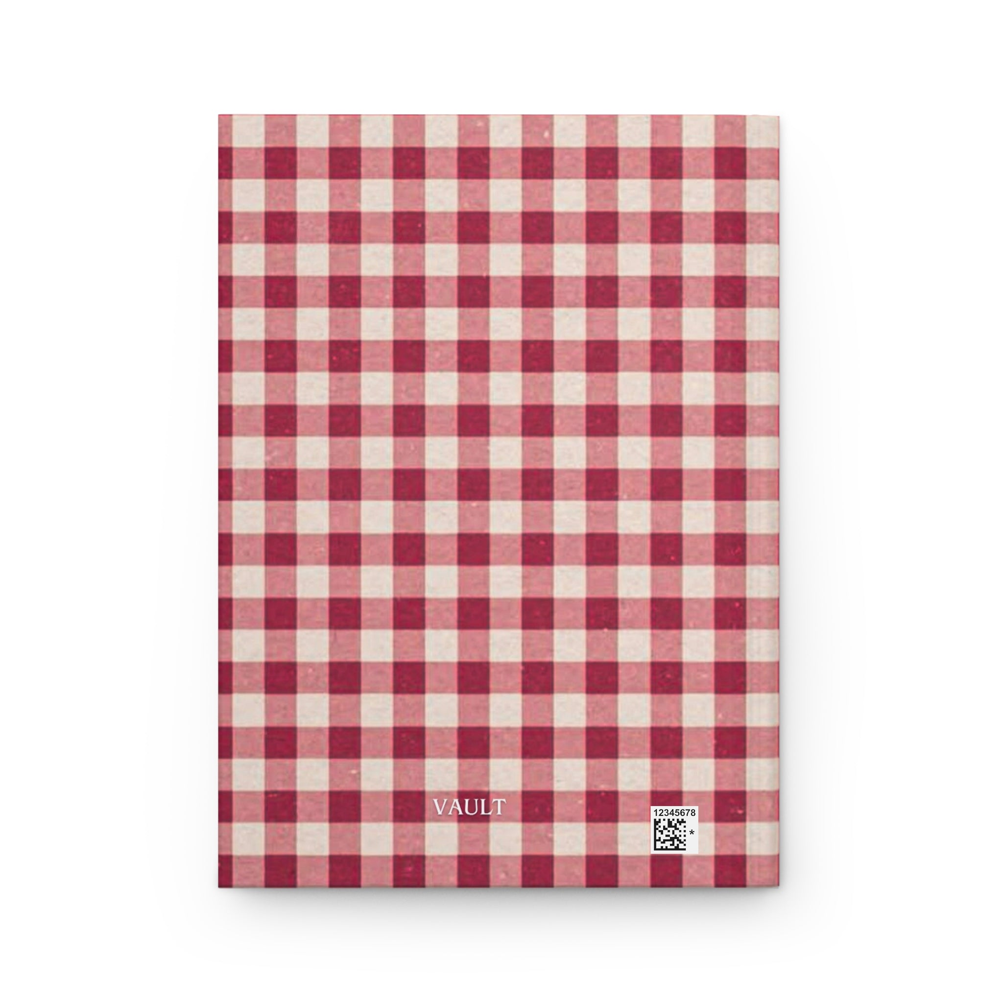 Plaid Hardcover Journal — Red Gingham Notebook for Fall, Rustic Farmhouse Writing Journal