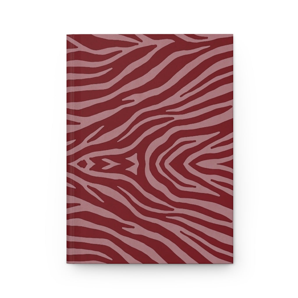 Red Zebra Pattern Hardcover Journal — Maroon Animal Print Notebook for Notes & Gifts