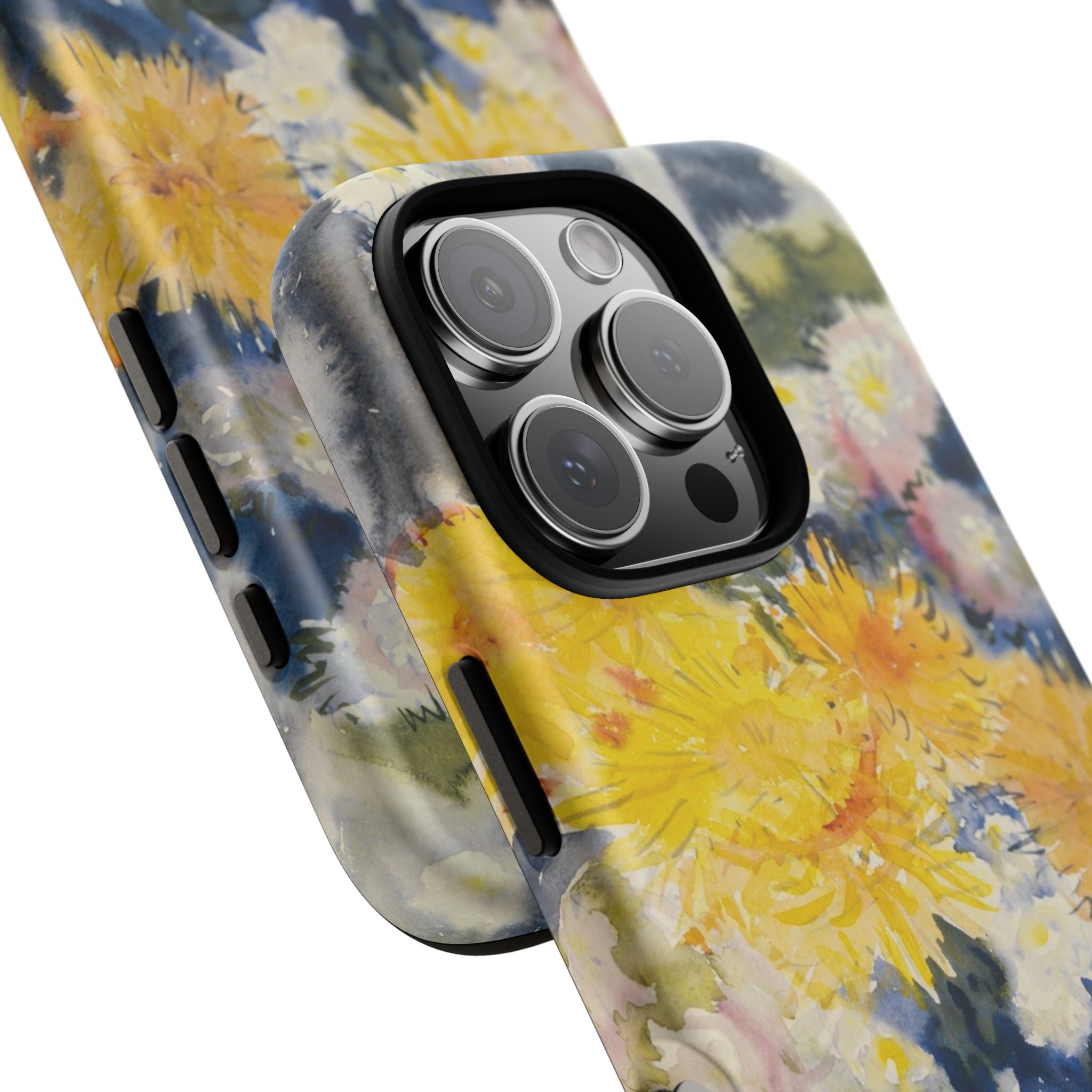 Floral Watercolor Phone Case – Yellow Chrysanthemums Design