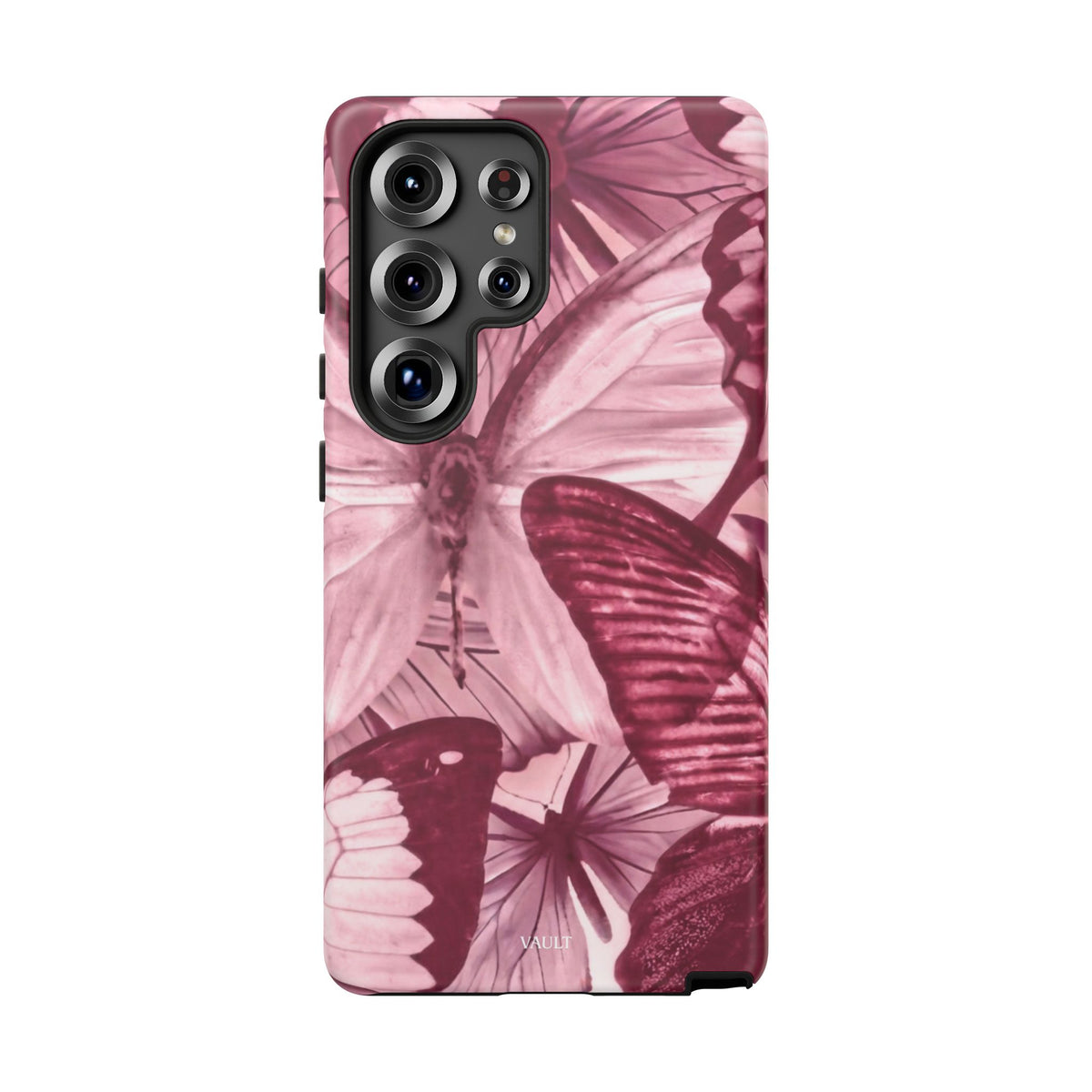 Butterfly Tough Phone Case — Vintage Pink Floral Protective Cover