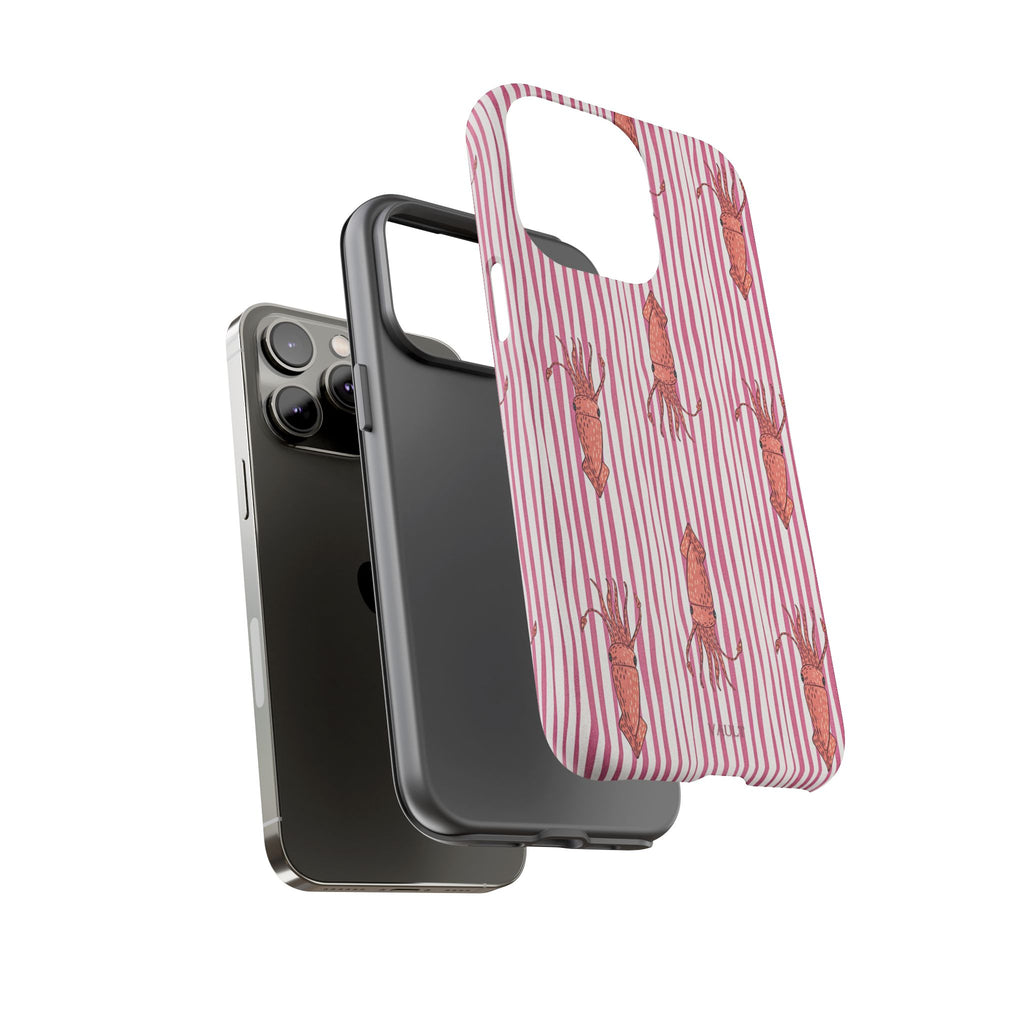 Squid Stripe Phone Case — Pink Nautical Sea Creature Pattern