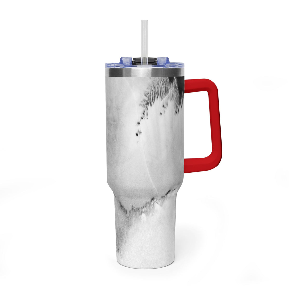 40oz Marble Vacuum Tumbler — Insulated Travel Mug with Handle