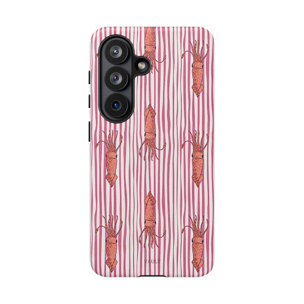 Squid Stripe Phone Case — Pink Nautical Sea Creature Pattern