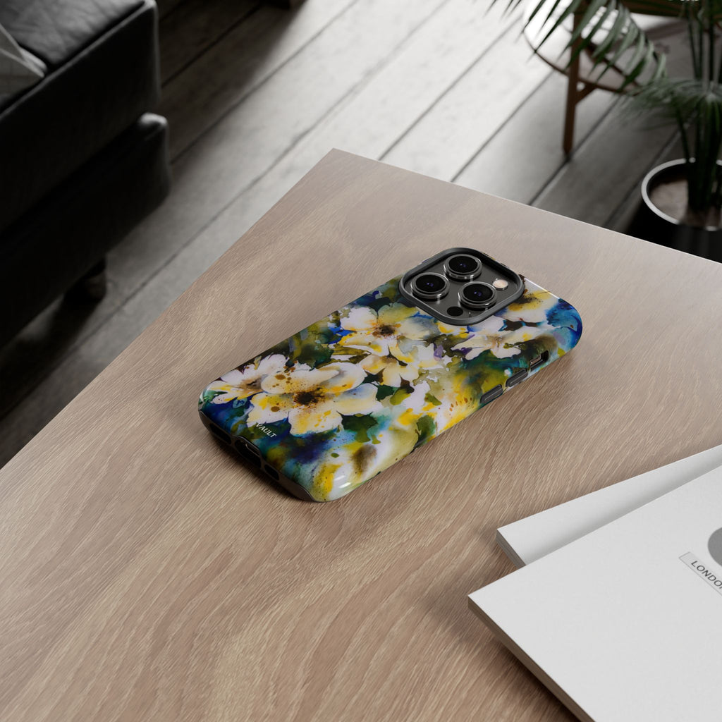 Floral Watercolor Tough Case – Yellow White Blossom Phone Cover