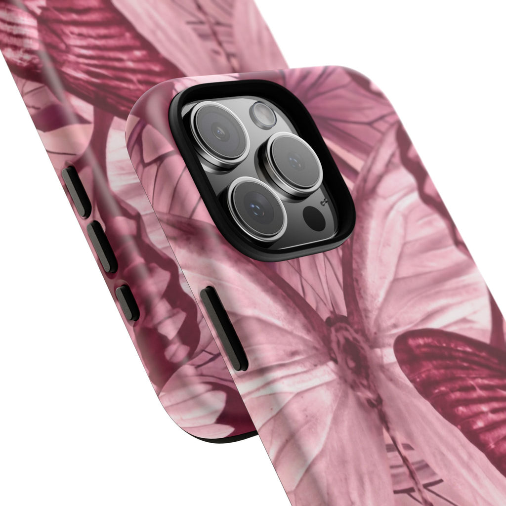 Butterfly Tough Phone Case — Vintage Pink Floral Protective Cover