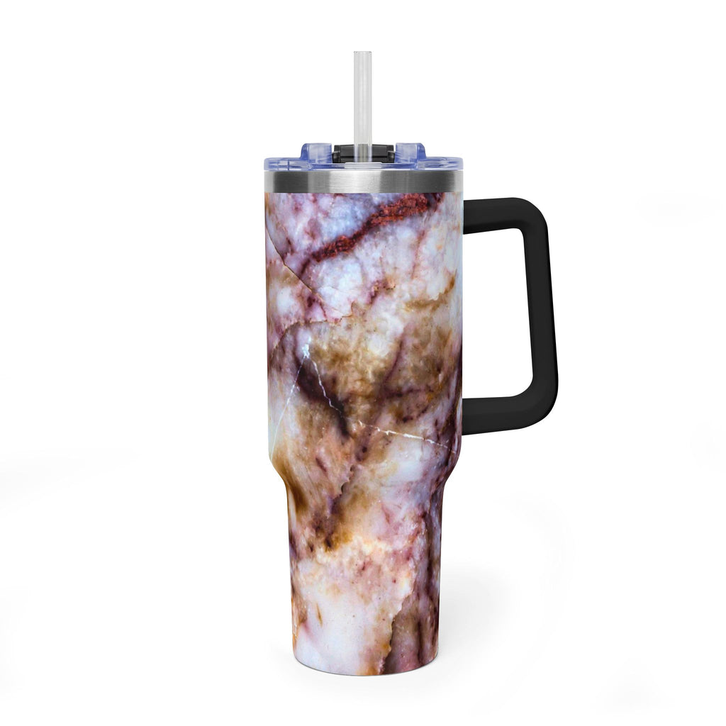 40oz Marble Rose Quartz Vacuum Tumbler – Insulated Travel Mug