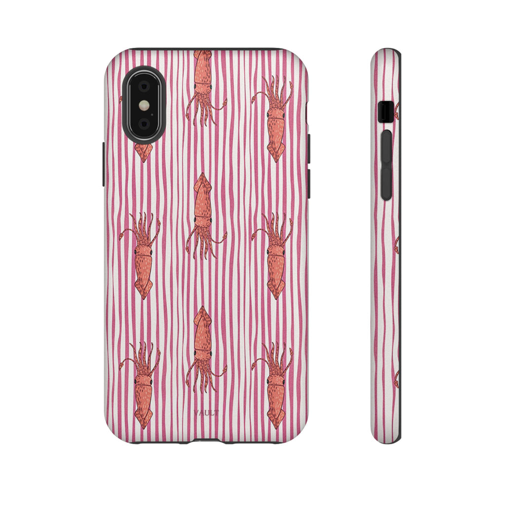 Squid Stripe Phone Case — Pink Nautical Sea Creature Pattern