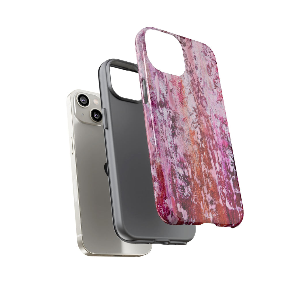 Pink Abstract Art Tough Phone Case — Protective Artistic Phone Cover