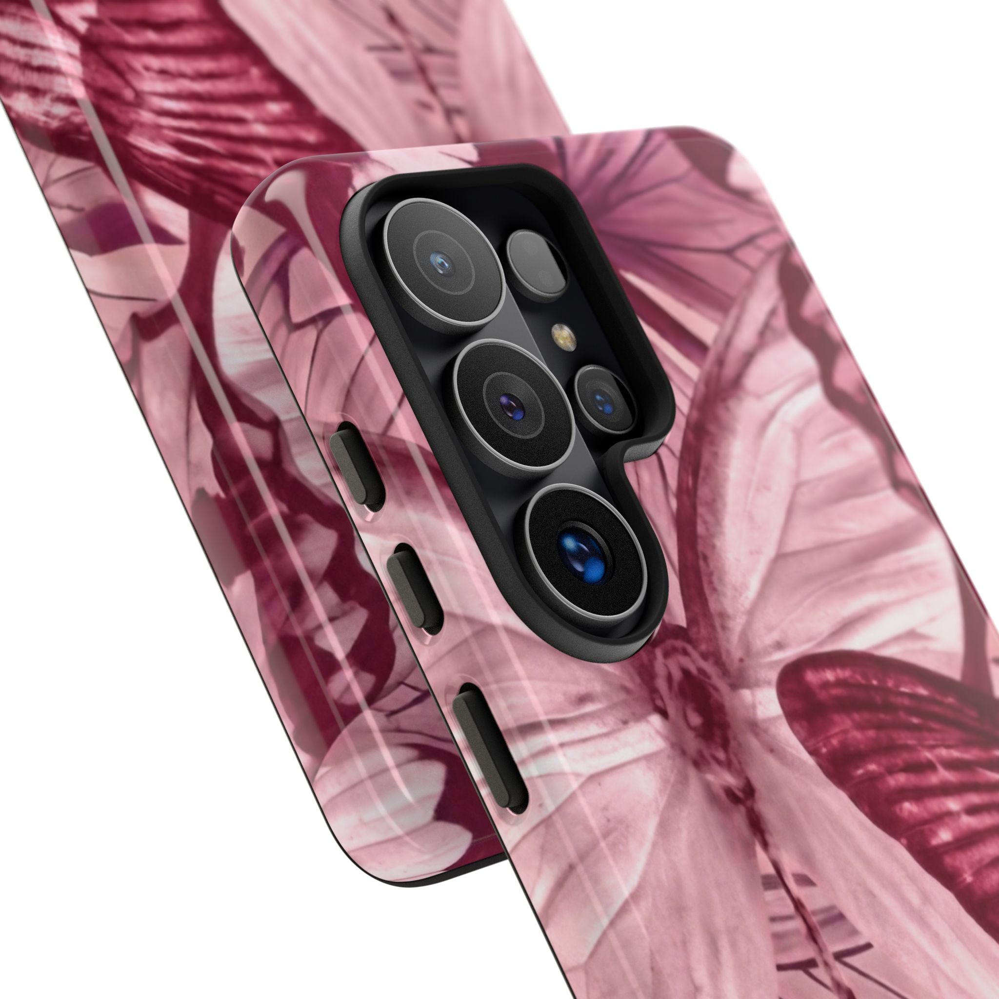 Butterfly Tough Phone Case — Vintage Pink Floral Protective Cover