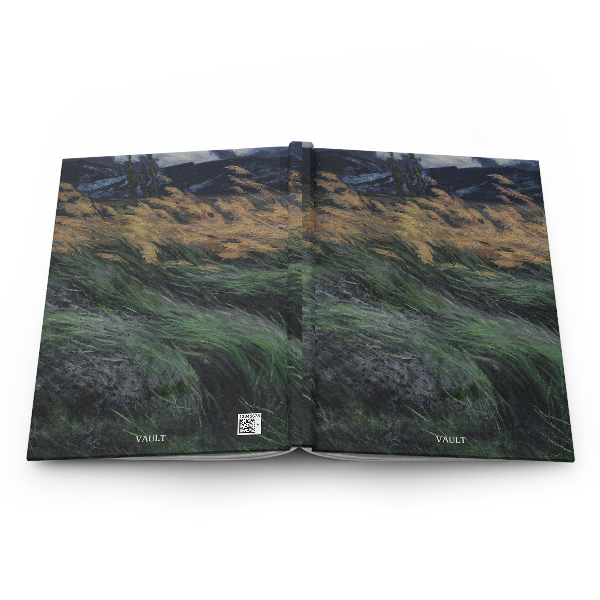 Hardcover Journal — Wind-Swept Meadow Art Notebook ("VAULT" Cover)