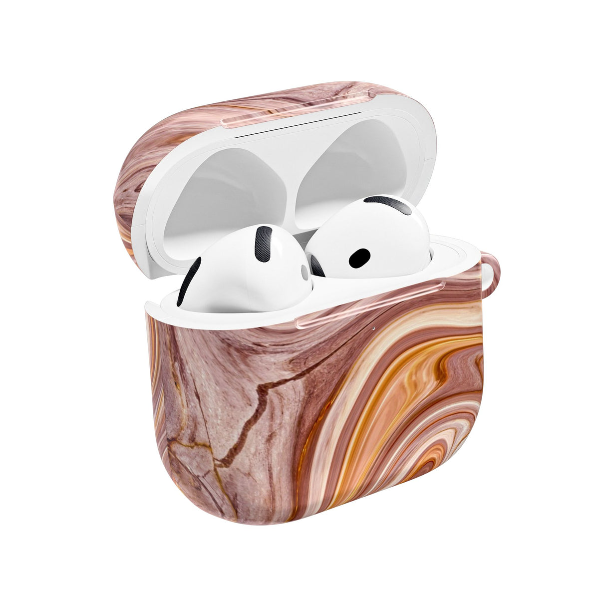 Marble Swirl AirPod Case — Pink & Gold Abstract Protective Cover
