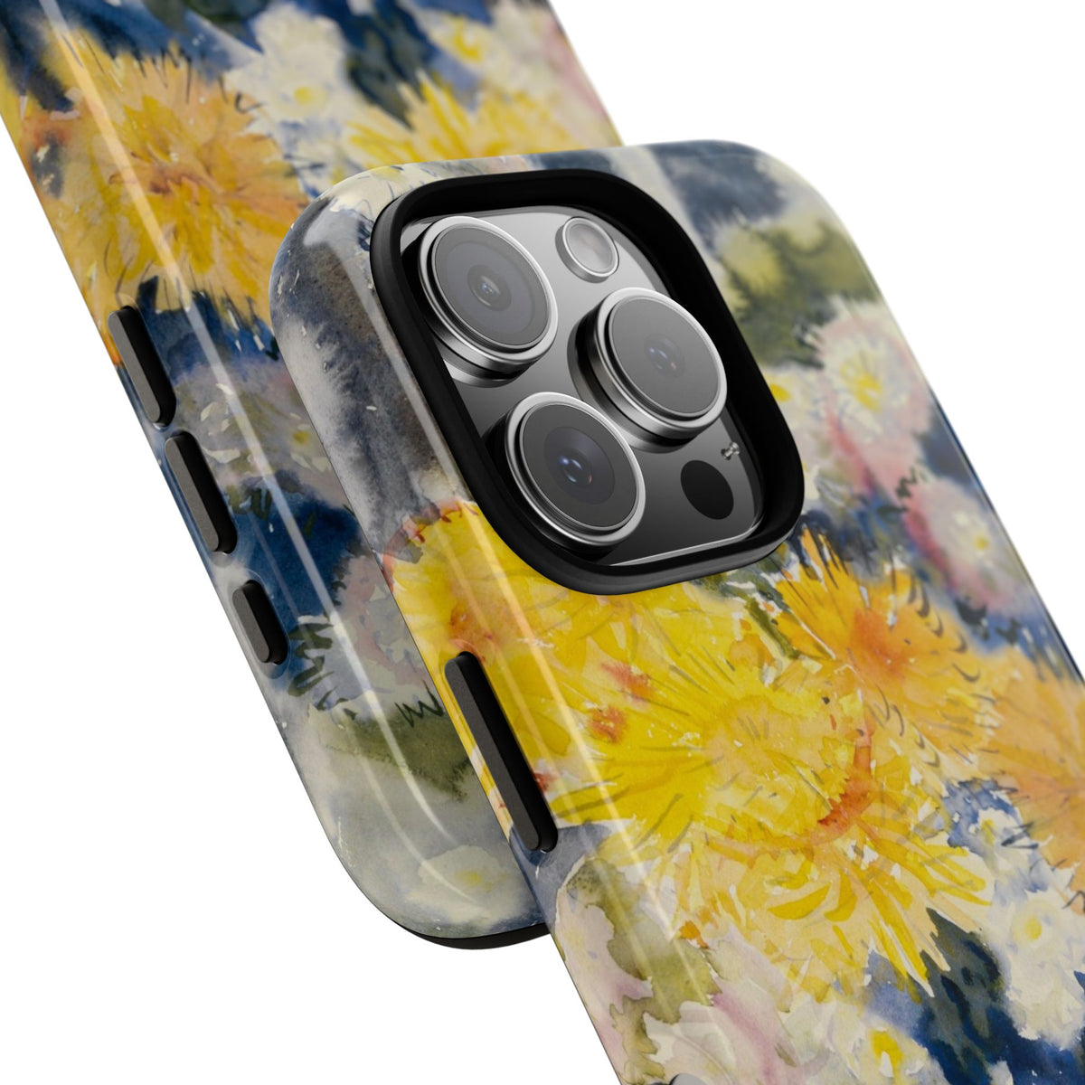 Floral Watercolor Phone Case – Yellow Chrysanthemums Design