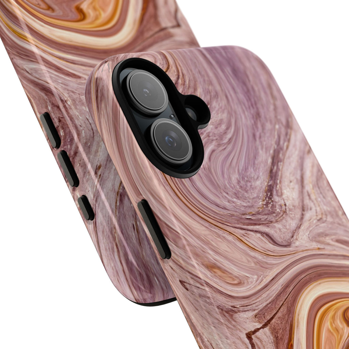 Marble Swirl Phone Case — Pink & Gold Abstract Tough Case