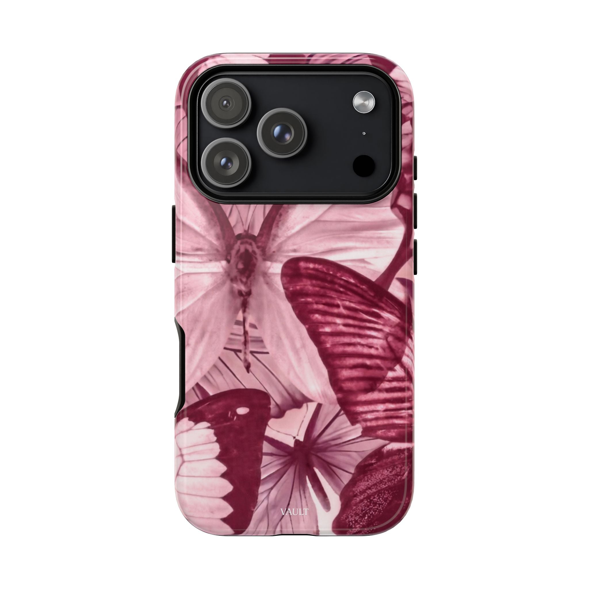 Butterfly Tough Phone Case — Vintage Pink Floral Protective Cover