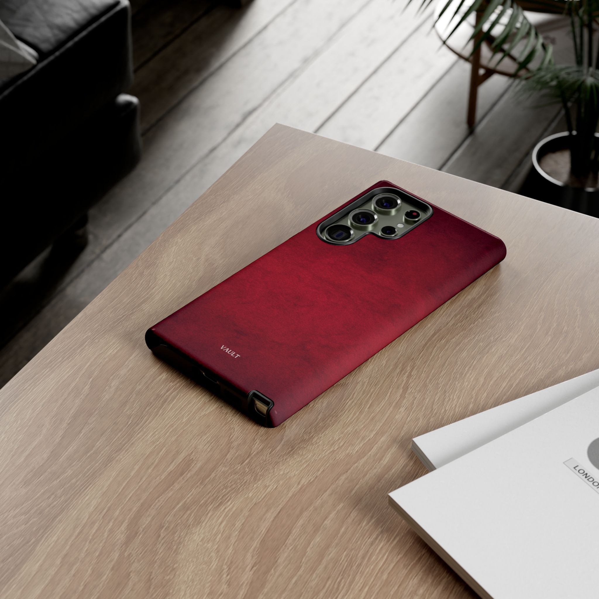 Red Leather Texture Phone Case Impact-Resistant Case