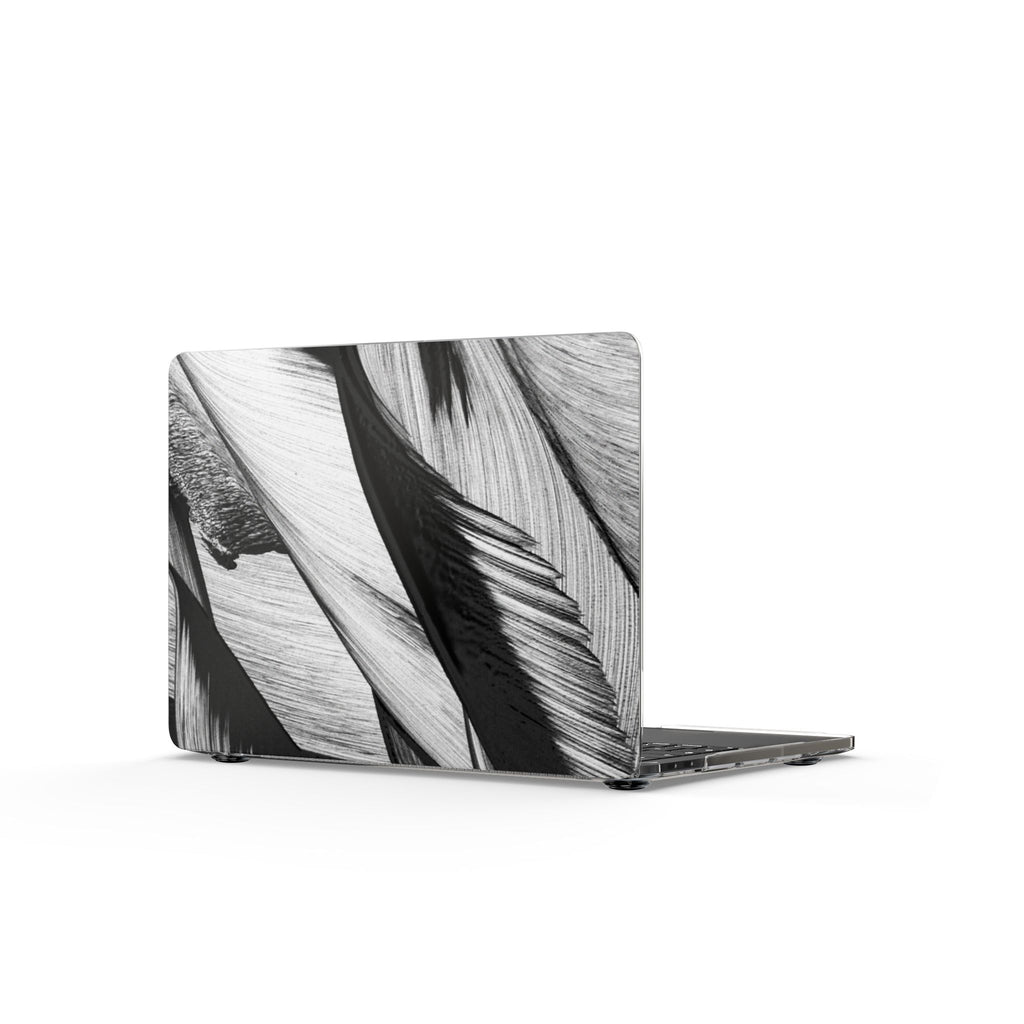 Feather Pattern Clear MacBook Case — Monochrome Botanical Laptop Cover