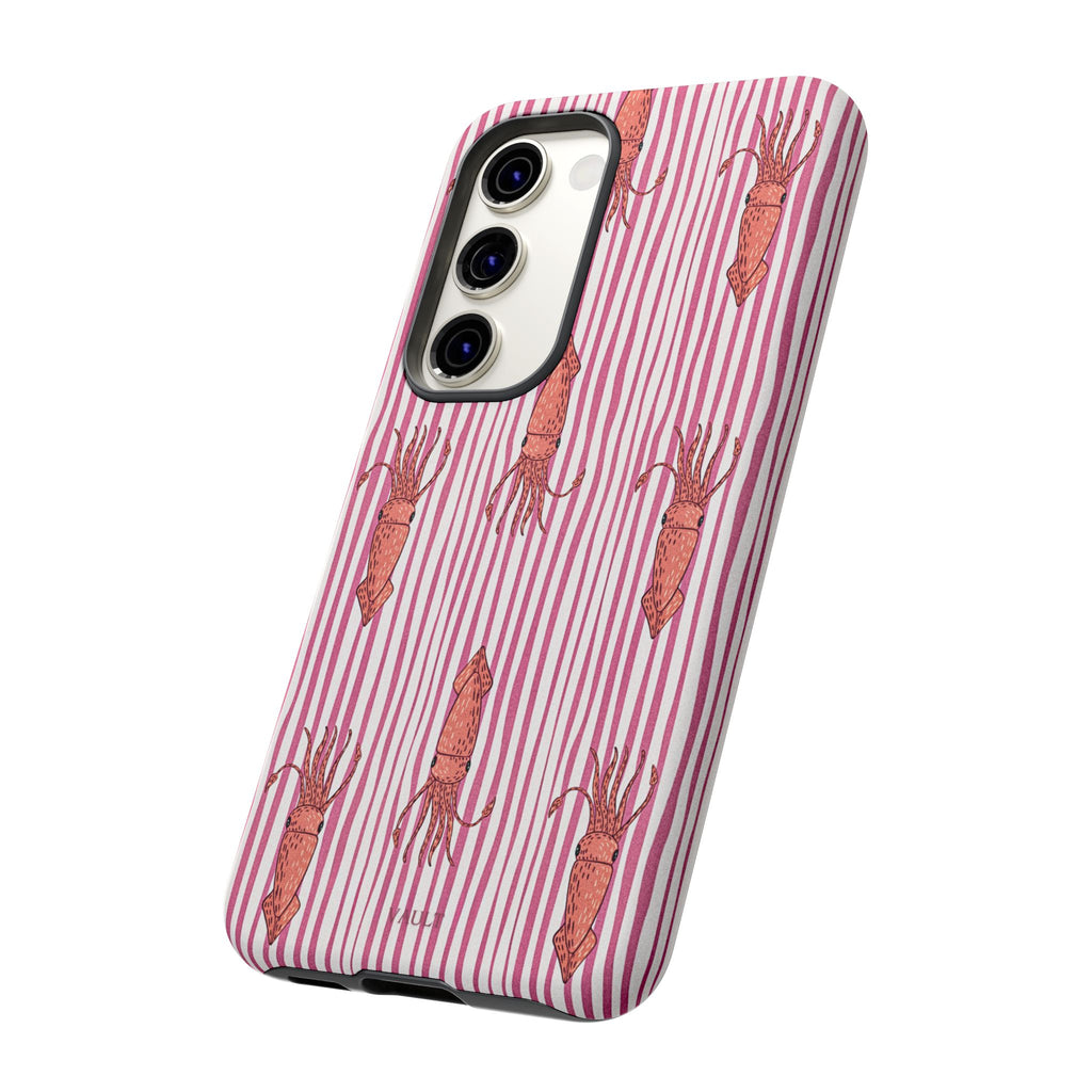 Squid Stripe Phone Case — Pink Nautical Sea Creature Pattern
