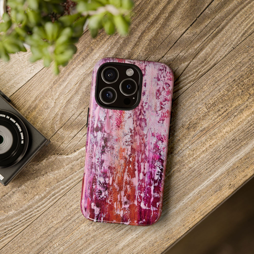 Pink Abstract Art Tough Phone Case — Protective Artistic Phone Cover
