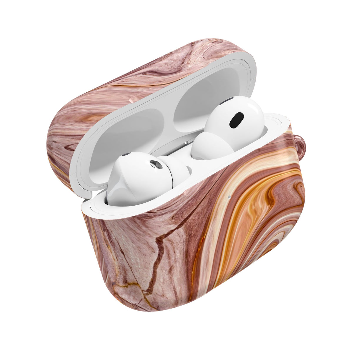 Marble Swirl AirPod Case — Pink & Gold Abstract Protective Cover