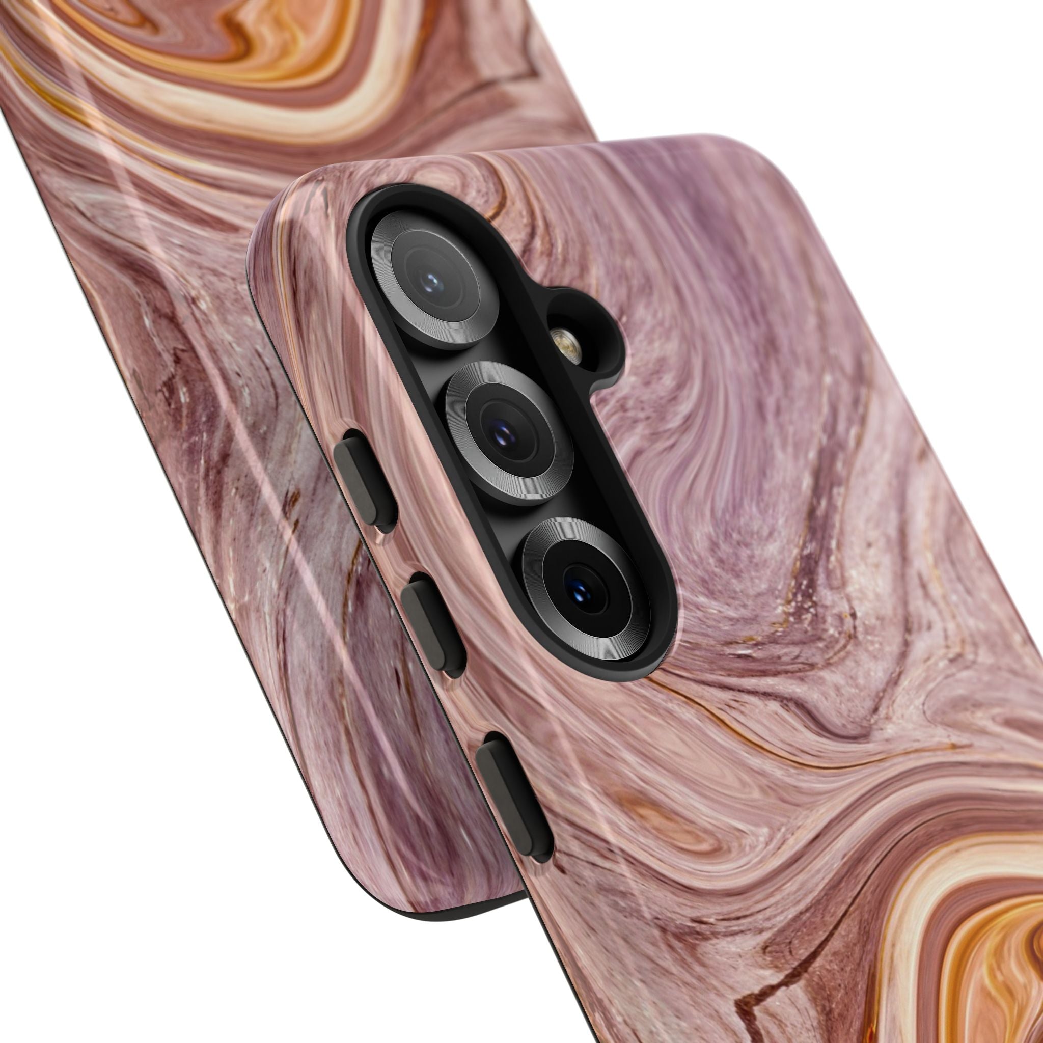 Marble Swirl Phone Case — Pink & Gold Abstract Tough Case