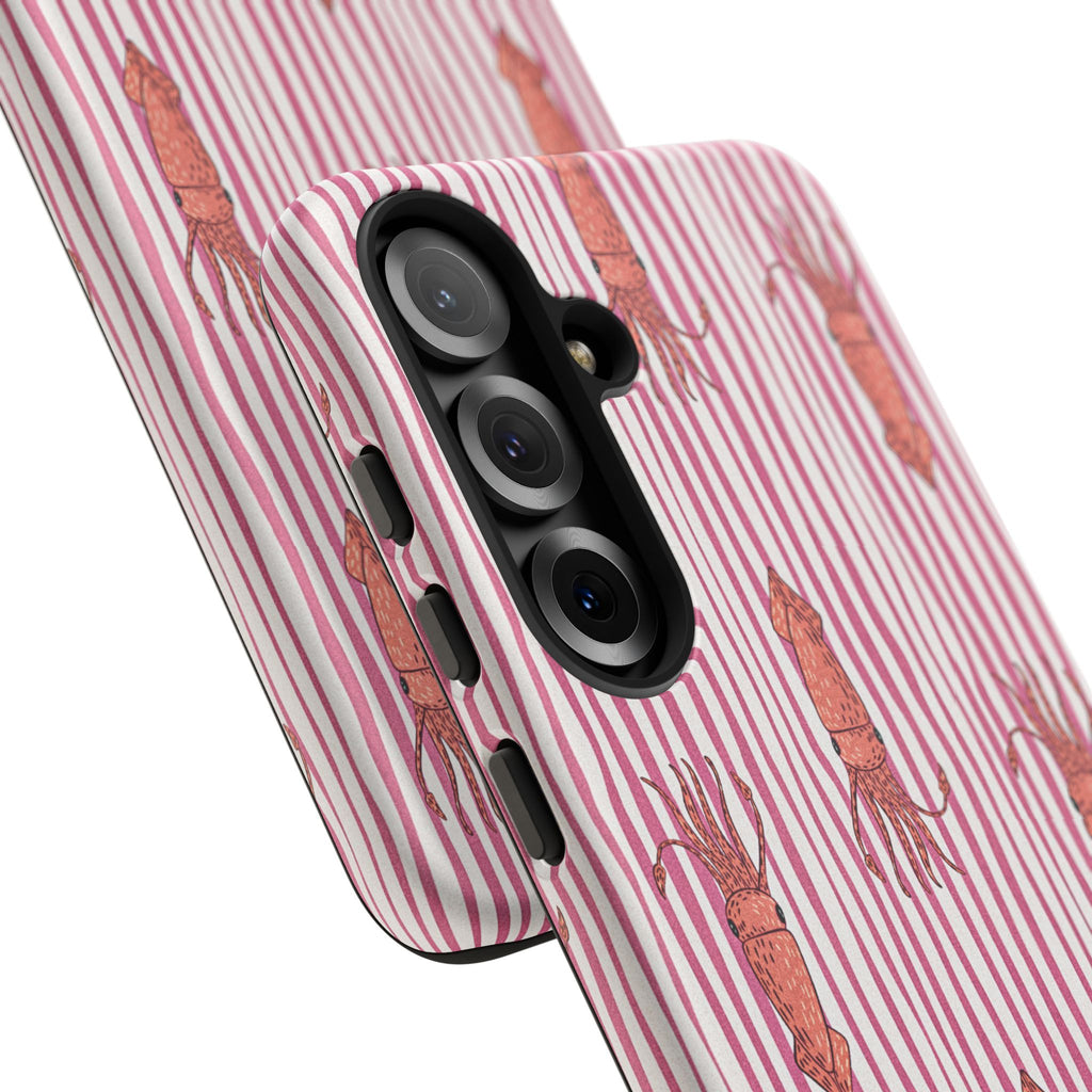 Squid Stripe Phone Case — Pink Nautical Sea Creature Pattern
