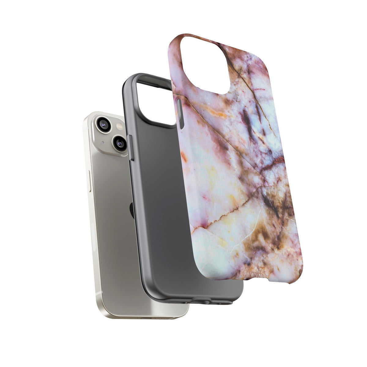 Marble Vein Tough Phone Case — Pink Quartz Protective Cover