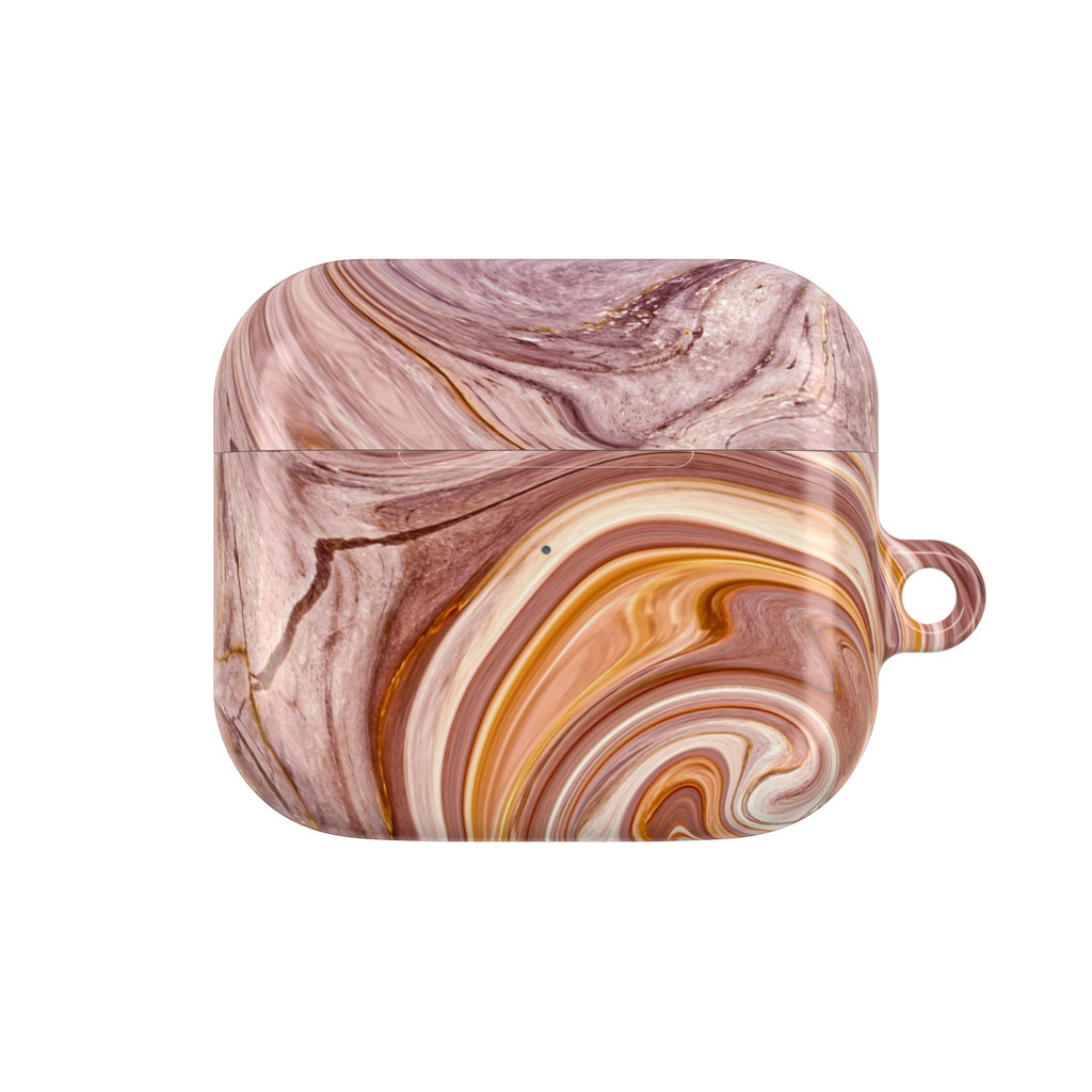 Marble Swirl AirPod Case — Pink & Gold Abstract Protective Cover