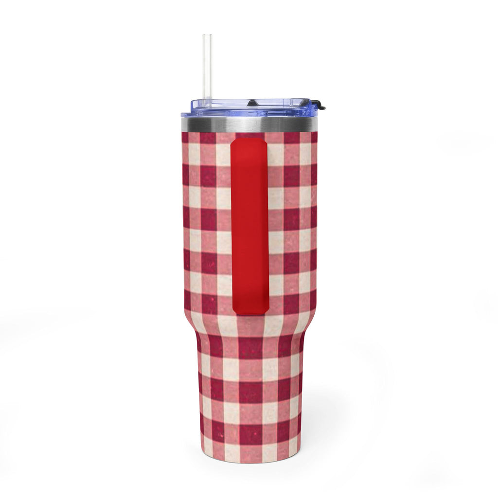 40oz Vacuum Tumbler — Red Buffalo Plaid Insulated Travel Mug