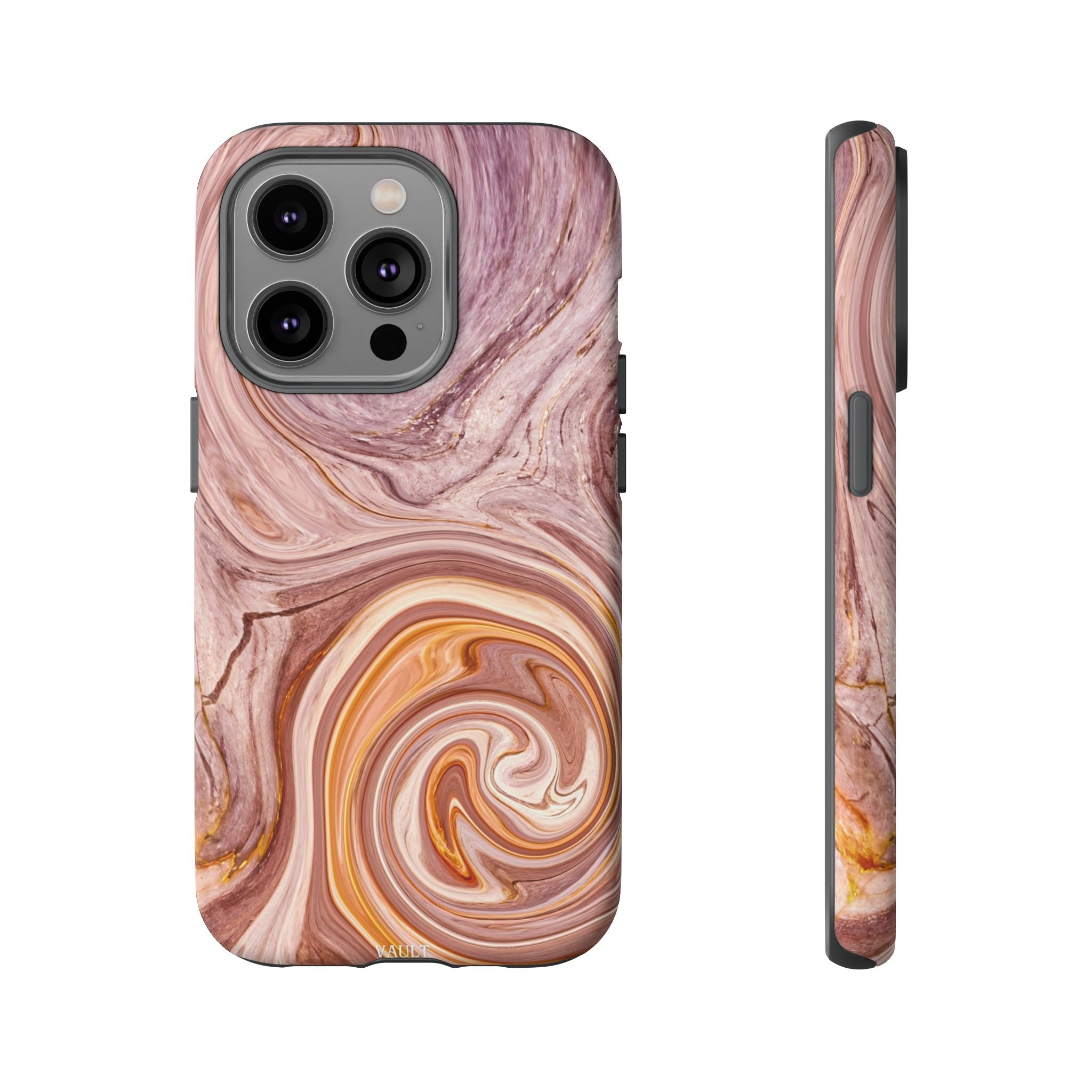 Marble Swirl Phone Case — Pink & Gold Abstract Tough Case