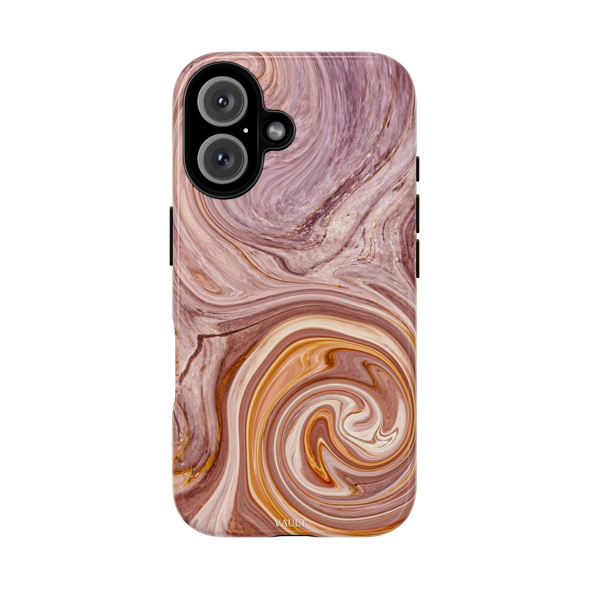Marble Swirl Phone Case — Pink & Gold Abstract Tough Case