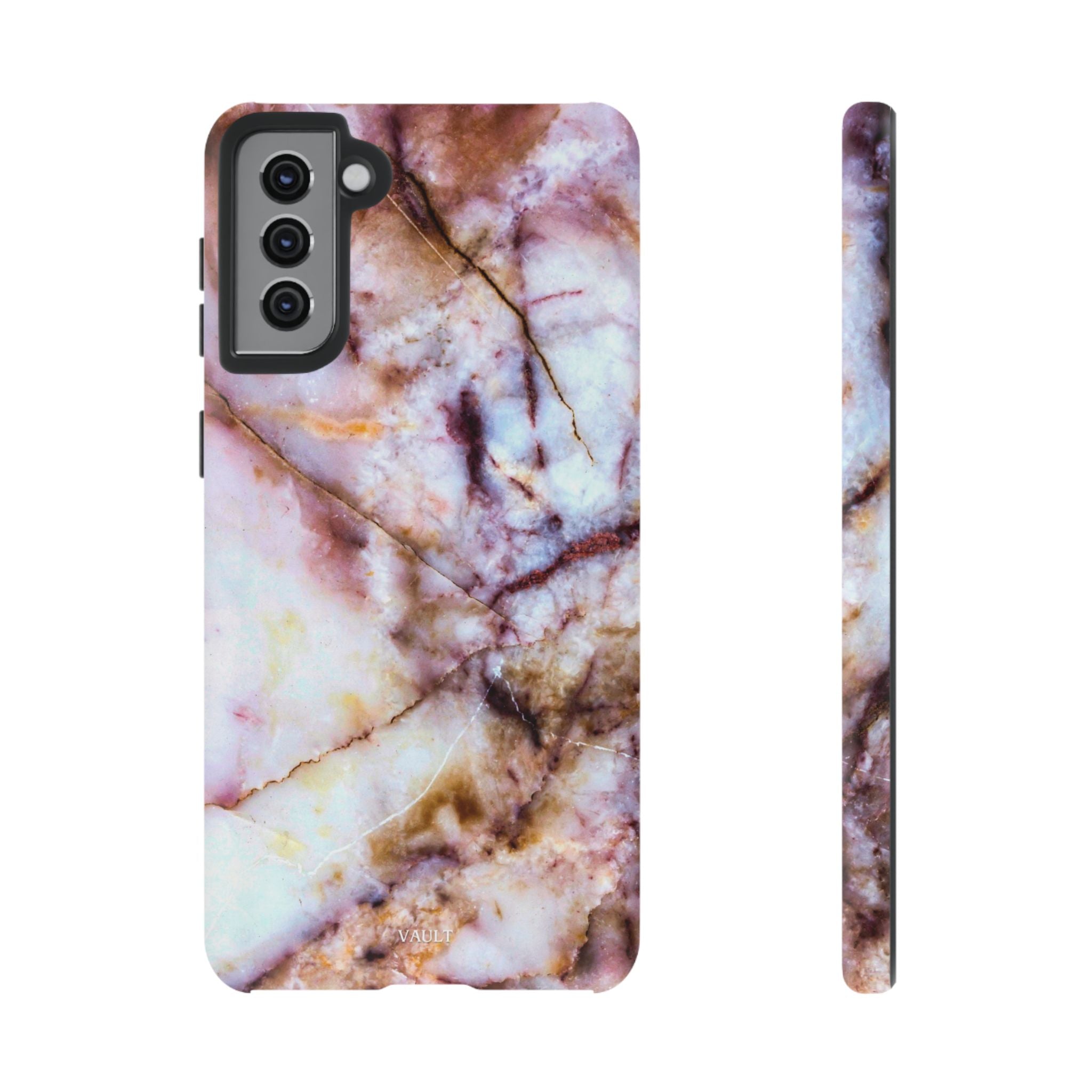 Marble Vein Tough Phone Case — Pink Quartz Protective Cover