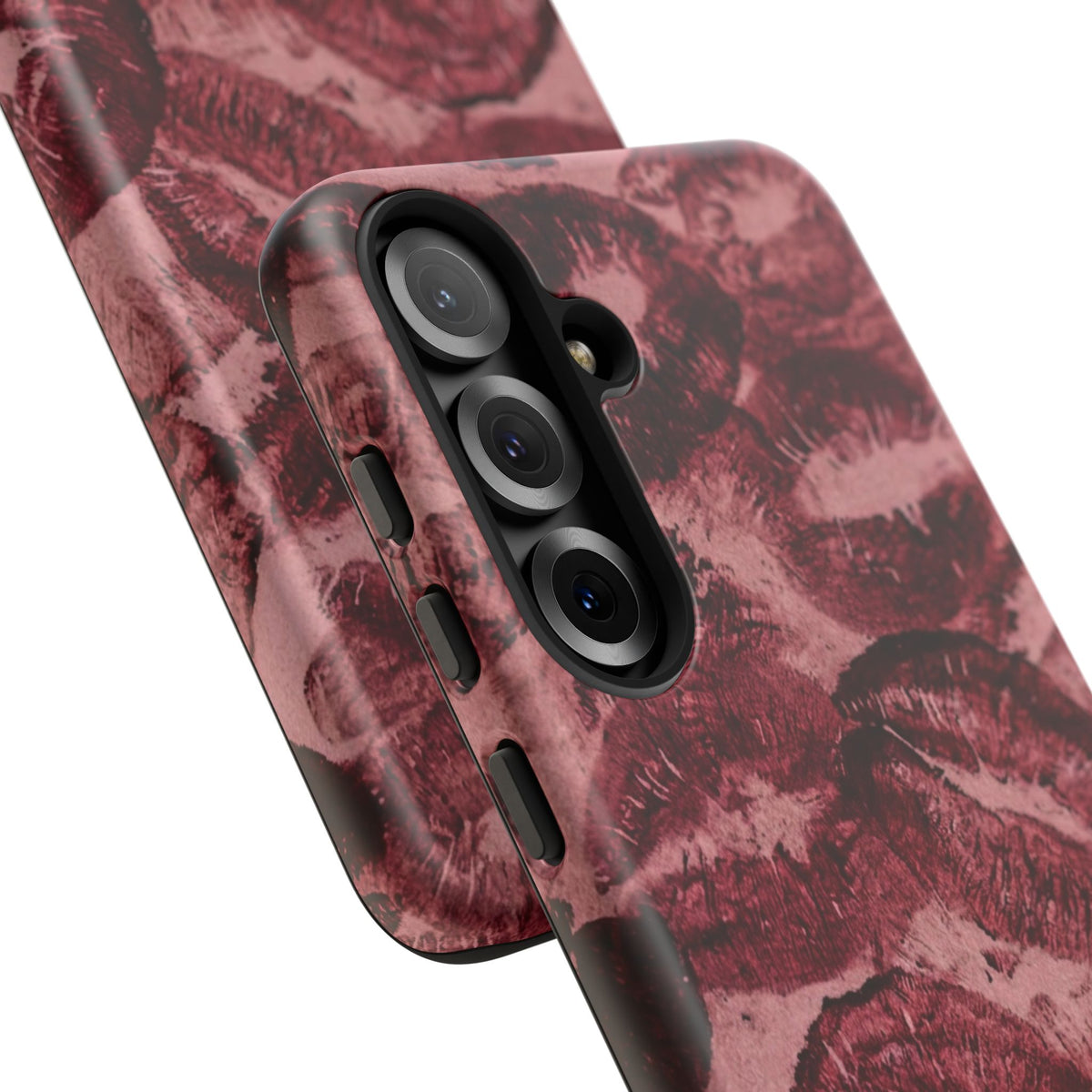 Kiss Print Phone Case – Burgundy Lip Pattern Protective Phone Cover