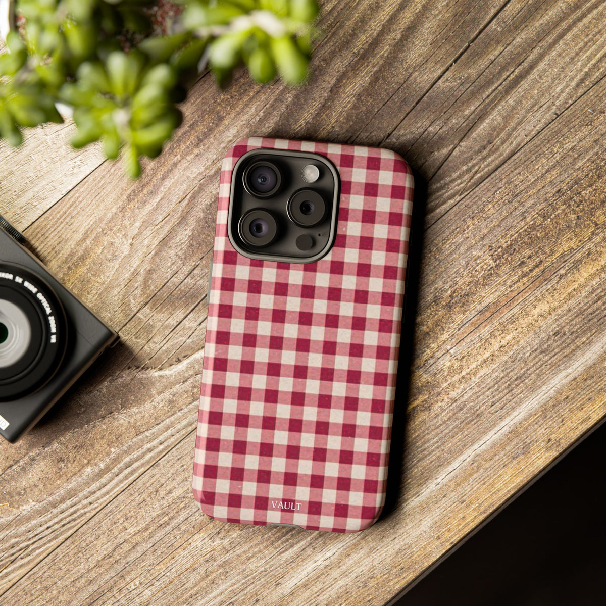 Gingham Phone Case — Red Plaid Tough Case