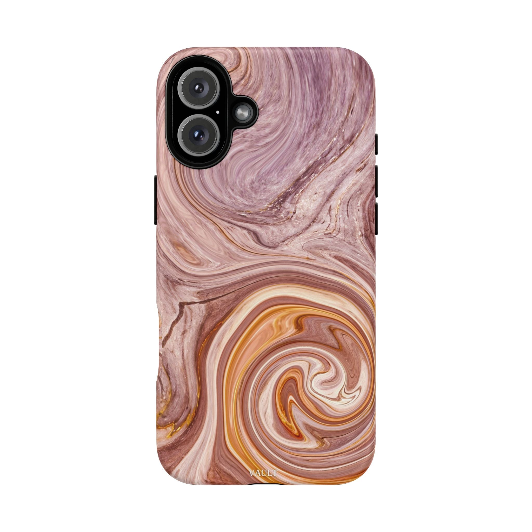 Marble Swirl Phone Case — Pink & Gold Abstract Tough Case